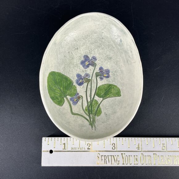 Vintage Salt Marsh Pottery Violets Trinket Dish Bowl Wall Hanging 4x5.5” Oval - Picture 9 of 12
